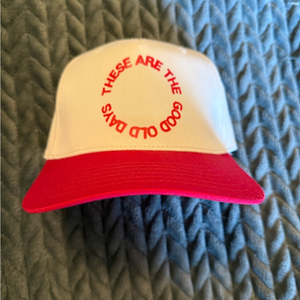 Red and White Cap with Slogan